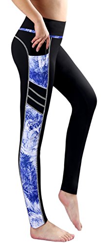 Neonysweets Women's Yoga Leggings Exercise Workout Pants Gym Tights Black Printed M