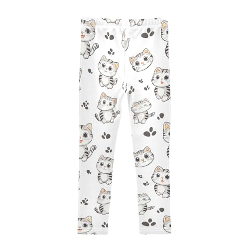 Cute Cartoon Cat Girls Leggings,Workout Leggings for Girls Toddler Athletic Legging Size for 3-10T2