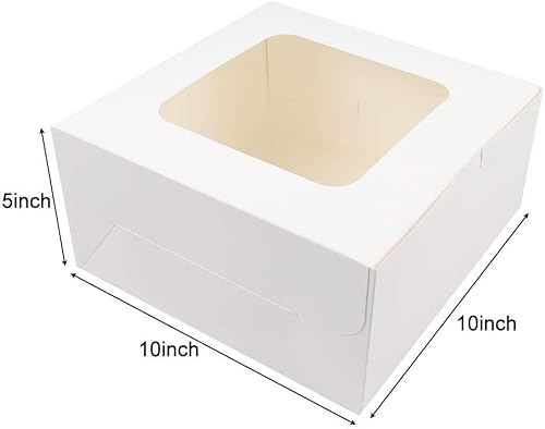 Miniatura 4 de SmilerSmile 24 cajas para pasteles de 10 x 10 x 5 pulgadas, cajas cuadradas blancas para panadería con ventana, cajas de pastelería para pasteles,