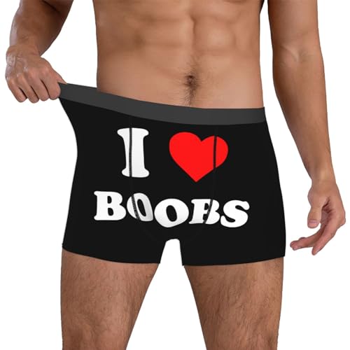 I-Heart-Love-Boobs Boobies-Boxers Funny Boxer Briefs For Mens Novelty Boxer Shorts Humorous Underwear -L Black, Large3