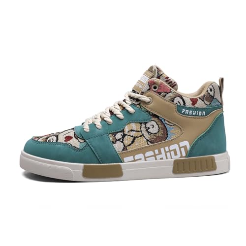 Image of Men's Fashion High Top Chinese Style Skate Sneakers Stylish Comfortable Skateboarding Road Running Walking Shoes