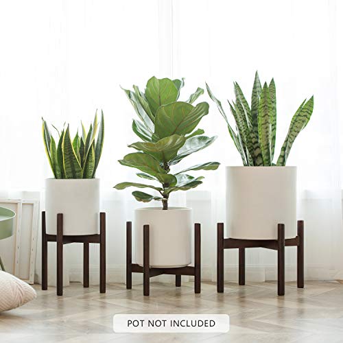 image for Mkono Mid Century Plant Stand Adjustable Indoor Modern Plant Holder Wo
