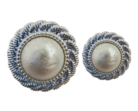 Round Elegant White Pearl Design Button (Pack of 16) 8 Big and 8 Small Pack for Clothes Coat Blazer Suit, Sherwani and Indian Dresses Sports Coat Uniform Jacket DIY-image-42