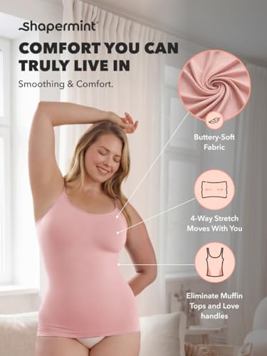 Image of SHAPERMINT Womens Tops - Scoop Neck Cami Body Shaper for Women, Shapewear Tummy Control, Camisole Tank Tops for Women