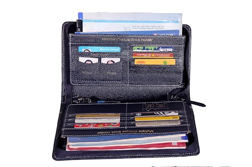 Image of Sukeshcraft Multiple Cheque Book Holder | Original Leather Holds Upto 8 Cheque Books (Leather, Blue)