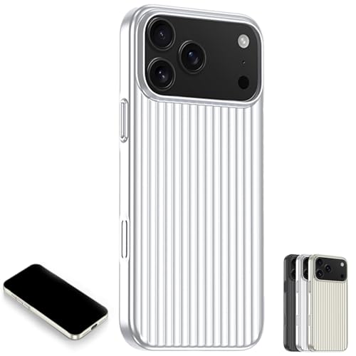 Generic - Electroplated 3D Stripes Magnetic Case for iPhone 17, Electroplated Corrugated Stripe Shape Design, Dust-Proof Matte Shockproof, for iPhone 17/16/15/14 (Silver,17 Pro Max)