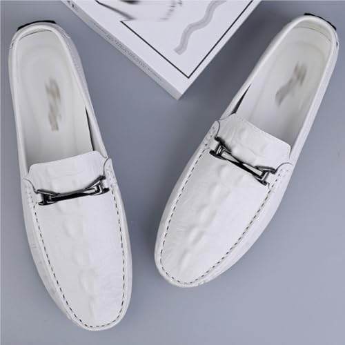 Men's Loafers Faux Crocodile Print Leather Flat Heel Lightweight Slip Resistant Anti-Slip Flexible Driving Slip-on 6