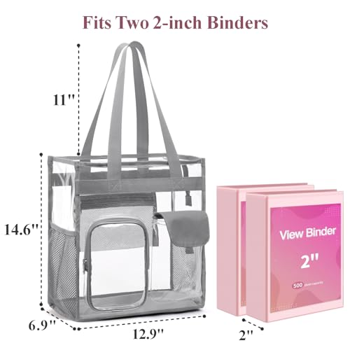 Image of PACKISM Clear Tote Bag for School - Large Heavy Duty Clear Tote for Girls | See Through PVC, Wide Zipper Opening, Front Pocket Keeps Essentials Visible for Students, Class, Work, Daily Carry, Age 12+