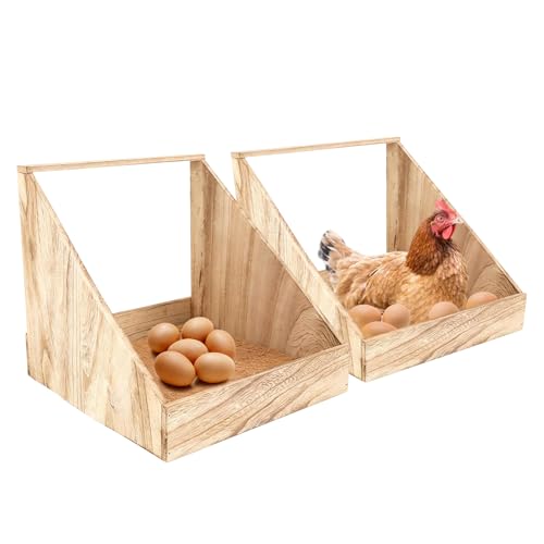 JurciCat 2 Pondoir Poules Pondeuses Muraux Accessoires en Bois pour Poulailler avec Tapis De Nidification Volailles pour La Ponte Poules Oiseaux et Canards