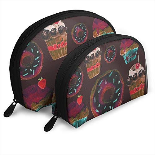 Preisvergleich Produktbild Kuchen-Schaumgummiringe und appetitanregender Hintergrund der Eiscreme Tragbare Shell Make-up Tasche Clutch Reise Aufbewahrungstasche Geldbörse