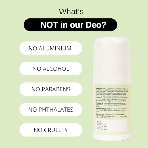 Image of The Deo Project Cucumber & Mint Natural Underarm Roll On | With 5% Vitamin C, 2% Lactic Acid, 2% Mandelic Acid | Prevents Odour, Reduces Pigmentation | For Radiant Underarms | Long Lasting | Alcohol & Aluminium-Free | Suitable for Sensitive Skin | Unisex - 50ML
