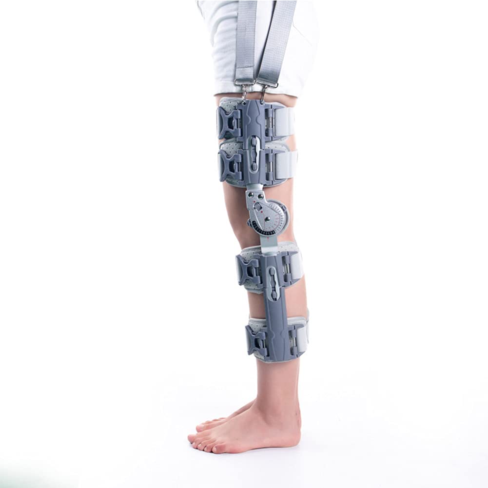 Ginocchiera Universale Rom Regolabile con Cerniera E Tracolla, Supporto Ortopedico Post-Operatorio per Ginocchio, Protezione Immobilizzatrice per Gamba Sinistra E Gamba Destra - Gi