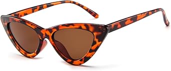 Cateye Sunglasses for Women Fashion Vintage Triangle Sun Glasses Retro Narrow Plastic Frame
