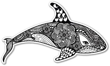 Orca Whale Art Vinyl Sticker - Car Phone Helmet Bumper Sticker Decal