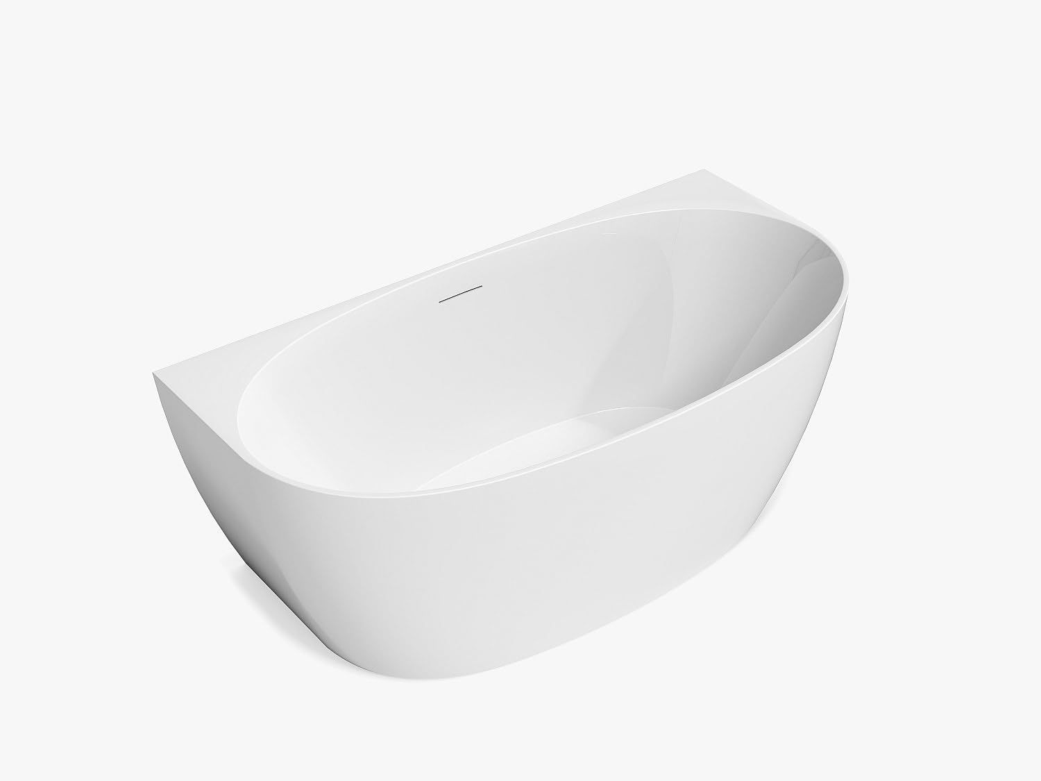 Vente-unique - Vasca da bagno semi-freestanding 1 posto Amosari - acrilico - bianco
