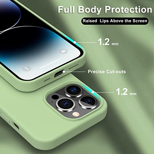 Image of Elzzi Microfiber Candy Case Compatible for iPhone 14 PRO MAX, Shockproof Slim Back Cover Liquid Silicone Case (Matcha Green)