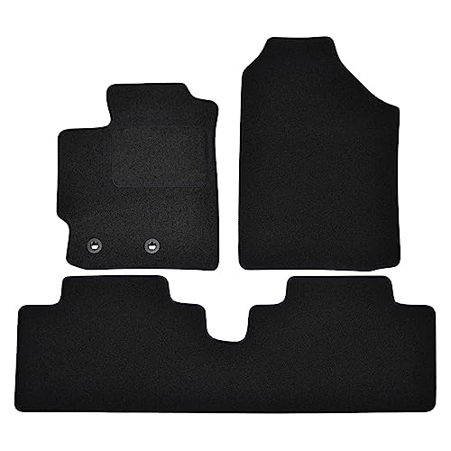 J&J AUTOMOTIVE | Tapis De Sol Noir Velours sur Mesure pour Yaris 2011-2019 3 pcs, Base Antidérapante,Tapis conducteur renforcé, avec Attaches