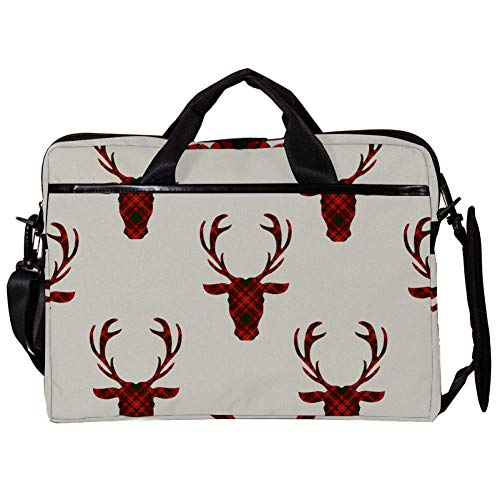 Sacoche ordinateur 14 pouces bandoulière housse PC portable 15.4 motif cerf et élan noire