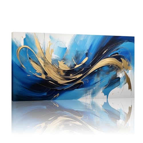 Art en marbre bleu marine pour salon chic grand tableau abstrait déco chambre 60x120