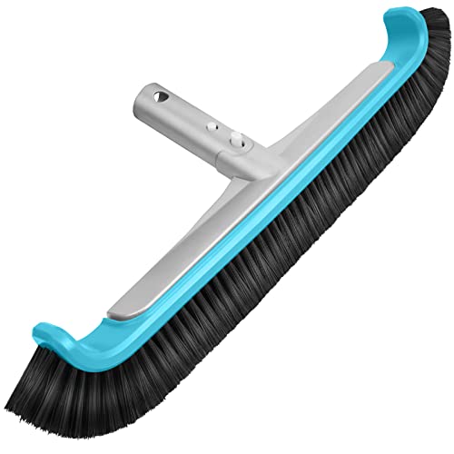 Poolwhale Premium17.5 Swimming Floor & Wall Pool Brush, Aluminum Back Cleaning Brush Head Designed For Cleans Walls, Tiles & Floors, Nylon Bristles Pool Brush Head With Ez Clips #TOP5