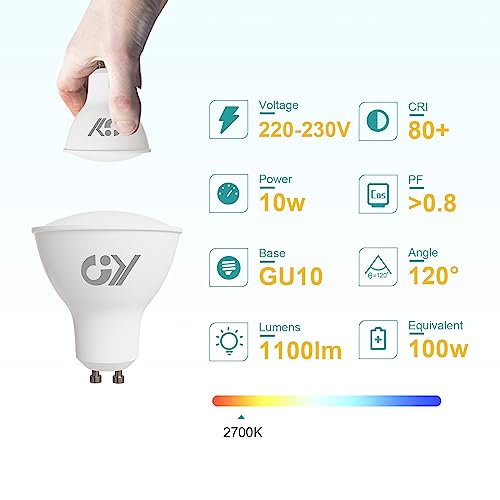 GY GU10 LED Bulbs Warm White 2700K 10W 930lm - Image 2