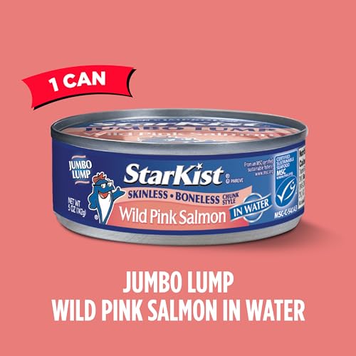 Image of StarKist Wild Pink Salmon, Skinless, Boneless, 5oz Can, 1-Pack | 19g Protein Per Serving, Wild Caught, Gluten Free, Soy Free, Perfect for Salads, Sandwiches