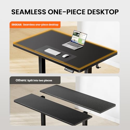 Image of ErGear Whole-Piece Desk Computer Workstation Ergonomic Memory Controller Height Adjustable Standing Desk, 40*24inch, Black