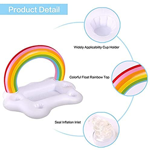 NYRWANA Inflatable Rainbow Cloud Tray Bar Cup Drink Holder Container Party Swimming Pool Toy Floating Portable Buffet Ice Serving Drinks Salads Foods Fruits - Image 6