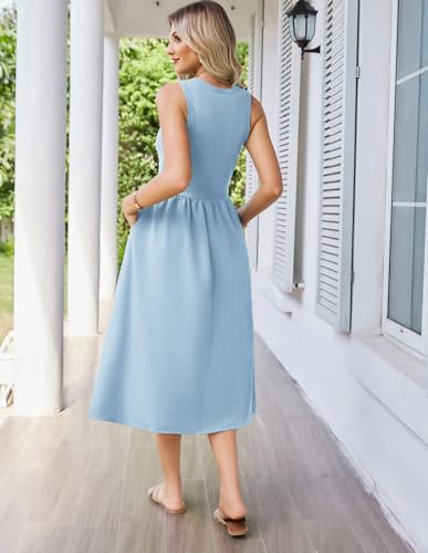 Image of GRACE KARIN Womens Summer Dress Sleeveless Tank Dress Boho Casual Beach Vacation A Line Midi Dress with Pockets