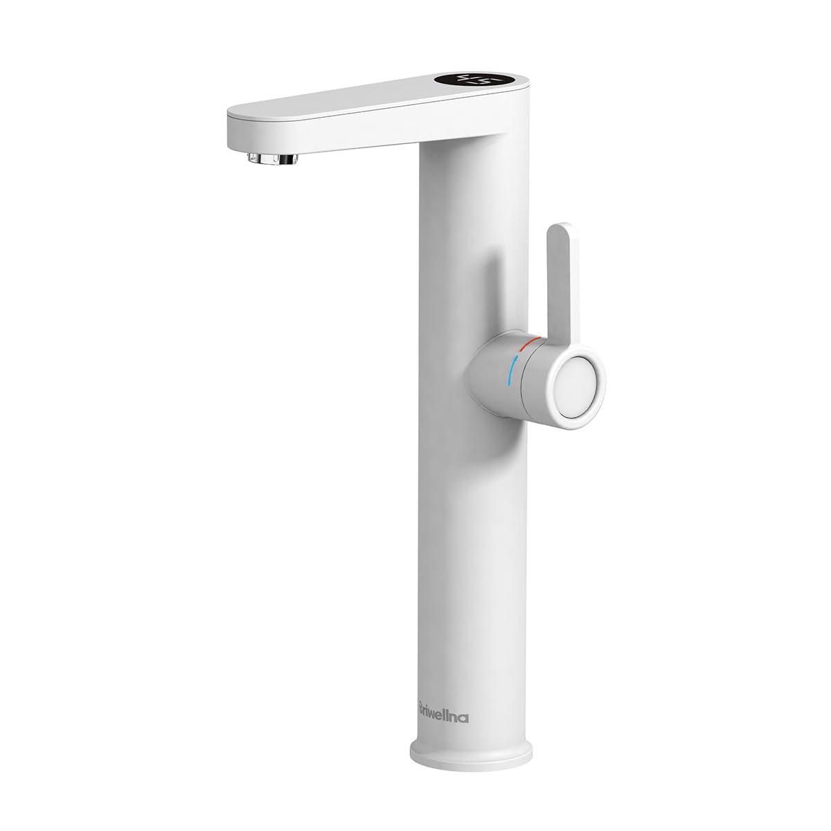 Briwellna Instant Hot Water Tap for Countertop Sinks, 220V Electric Tap Tankless Water Heater with Digital Display, Tall Faucet for Bathroom (White)