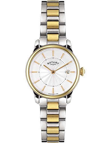 Image of Rotary Women's Quartz Watch with White Dial Analogue Display and Rose Gold Stainless Steel Bracelet LB02772/06