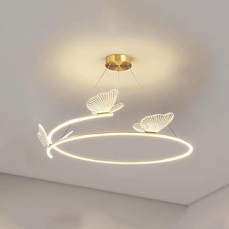 ZWPAYF ZWPAYF 65W,80W,100W LED 3000K-6000K Eenvoudige Moderne Mode Hangende Lampen Slaapkamer Woonkamer Eetkamer Kroonluchter Acryl Vlinder Creatieve Decoratie Slaapkamer Lijn Ronde Schorsing Verlichting