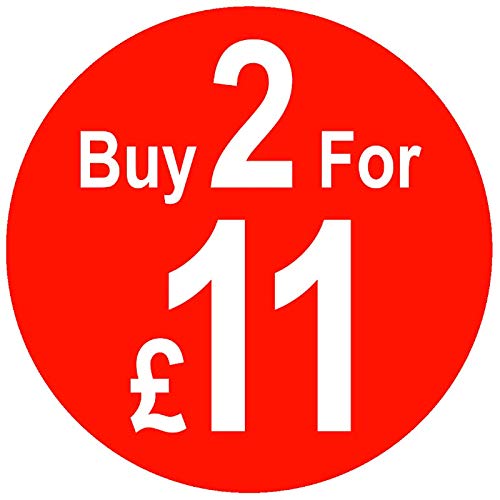 Buy X for £X Multi Buy Price Stickers - Red, 2 for £11, 30mm, 100 — image 1