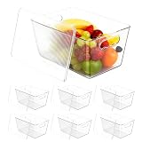 SWTOIPIG Set di 6 Organizer Frigo con Coperchio, Contenitori per Frigo Grandi e Impilabili, Organizer Cucina Dispensa Trasparenti, 30x20x15 cm
