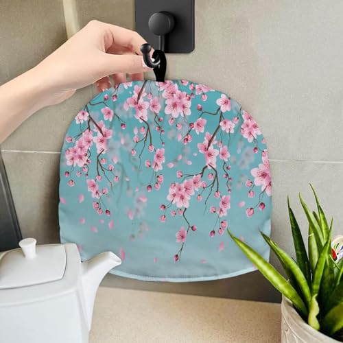 Image of Blue Tea Cozies Cherry Blossom Tea Cozy for Teapot Insulated for Women Pink Tea Cosy for Teapot Home Kitchen Accessories