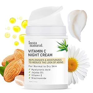 InstaNatural-Brightening-Face-Moisturizer-Vitamin-C-Anti-Aging-Night-Cream-Facial-Moisturizer-Vitamin-E-Hyaluronic-Acid-Niacinamide-Face-Lotion-Collagen-Lotion-Anti-Wrinkle-Facial-Cream-17-oz InstaNatual Vitamin C Night Cream, Night Moisturizer for Face with Hyaluronic Acid, Jojoba Oil, Vitamin E and Niacinamide, Vitamin C Face Cream
