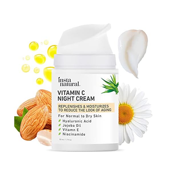 InstaNatural-Brightening-Face-Moisturizer-Vitamin-C-Anti-Aging-Night-Cream-Facial-Moisturizer-Vitamin-E-Hyaluronic-Acid-Niacinamide-Face-Lotion-Collagen-Lotion-Anti-Wrinkle-Facial-Cream-17-oz InstaNatual Vitamin C Night Cream, Night Moisturizer for Face with Hyaluronic Acid, Jojoba Oil, Vitamin E and Niacinamide, Vitamin C Face Cream