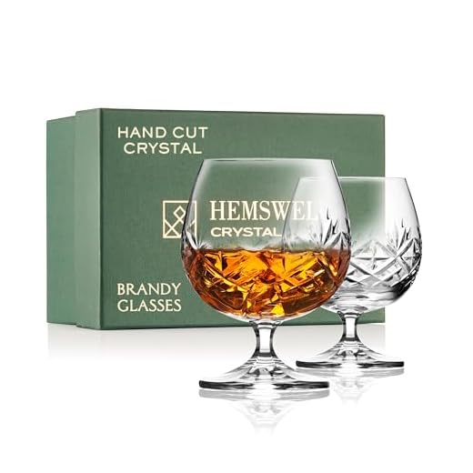 Hemswell Crystal Juego de 2 vasos de brandy Glenrigg de 8.5 onzas con caja de presentación con forro de satén, para brandy Snifter de coñac, regalos para hombres, brandy español