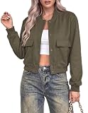 Zeagoo Women's Lightweight Casual Jackets Baseball Coat Fall Fashion Clothes School Outfits Winter Outerwear Army Green
