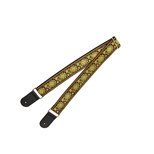 Farcaya Guitar Strap Acoustic Electric Bass Guitar Strap Jacquard Weave Cotton Adjustable Guitar Shoulder Strap With 2Strap Locks + 3Picks+ Headstock Strap Button (Yellow Flower) #TOP5