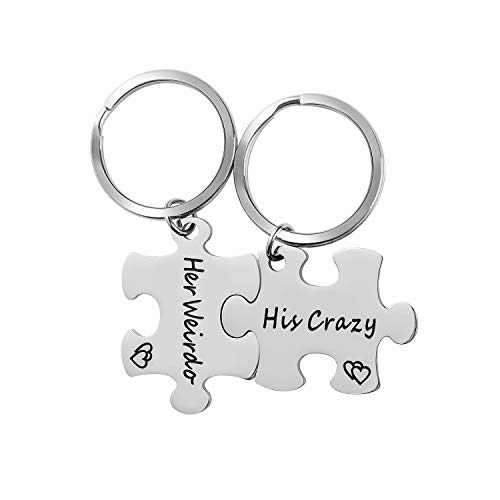 Couples Keychains For Boyfriend and Girlfriend husband and wife 2Â Matching puzzle pieces Engraved:You Hold The Key to My Heart- Great Gifts for Him and Her