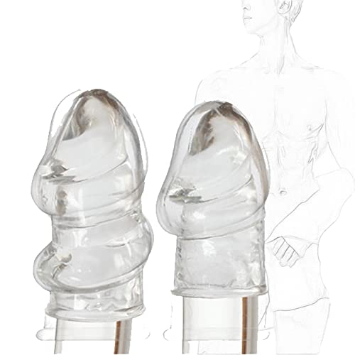 TRQOYTU 2er Pack Penismanschetten TPE Penishülle Dehnbar Penis Sleeve Eichelring Eichel Hülle Vorhaut Rückhaltung Silikon Cockring Für Verzögerung Erektionssteigerung Sex Spielzeug Für Männer