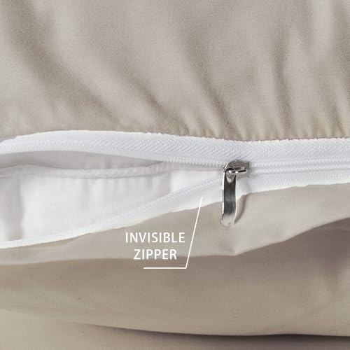 Image of 2 Pack Microfiber Standard Size Zipper Taupe Pillowcases,Khaki Pillow Case Set of 2,Soft Comfortable Not Shrink Pillow Cases Standard,Breathable Luxury Pillow Covers(20x26 Inches)