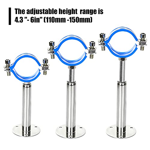 Holdware 3Pcs Adjustable Pipe Support Bracket Clamp Pipe 2 Inch Strap Stainless Steel Wall Mount Ceiling Mount Pipe Supports With Screws For Fix Dia 2Inch Pipe Tube Or Rod #TOP4