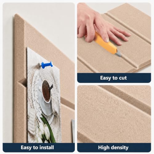 Image of Quiet Canvas Parallel Pinboard, 1x1 ft, Pack of 6, 50 PushPins, (Sand)