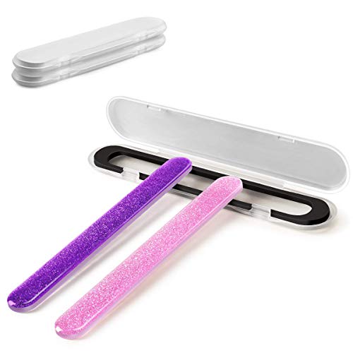 Glass Nail File - JORLAI 2PC Nano Nail Shiner Nail Files Polisher Glass Nail Buffers Professional Crystal Manicure Tools Kit for Natural Nails