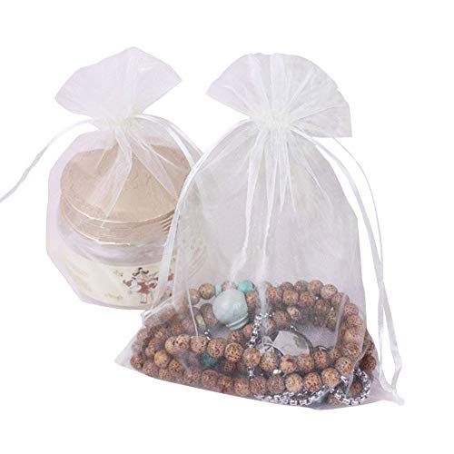 Free Shipping Over $50 Wuligirl 100pcs Drawstring Organza Bags 5 x 7 Inch Ivory Packaging Seashell Pin Jewelry Lipstick Pouches Baby Shower Party Wedding Favor Decoration Cookies Candy Gift Bags (Ivory 5x7'')