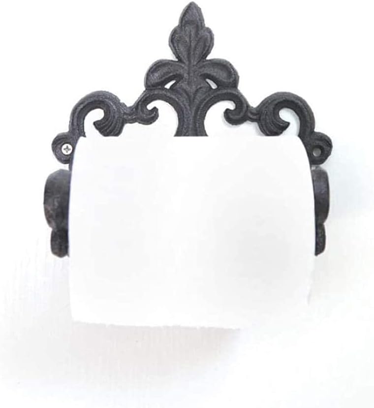 Black Metal Toilet Paper Holder, Wall - Mounted Bathroom Tissue Roll Holder for RV, Camper, Bathroom Decor & Organization