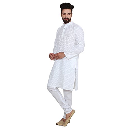Image of SOJANYA Men's Silk Blend Kurta for Navratri | Paisley Print Regular Fit Ethnic Kurta for Festival & Puja