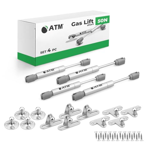 ATM® Gasdruckdämpfer für Möbel- und Klappenfronten | Kurz, 180 mm | Einstellbarer Dämpfer | Öffnungswinkel 90° | Sanfte und leise Funktion | Robuste Konstruktion | 4 Stück | Kraft: 50N ATM® Gasdruckdämpfer für Möbel- und Klappenfronten | Kurz, 180 mm | Einstellbarer Dämpfer | Öffnungswinkel 90° | Sanfte und leise Funktion | Robuste Konstruktion | 4 Stück | Kraft: 50N